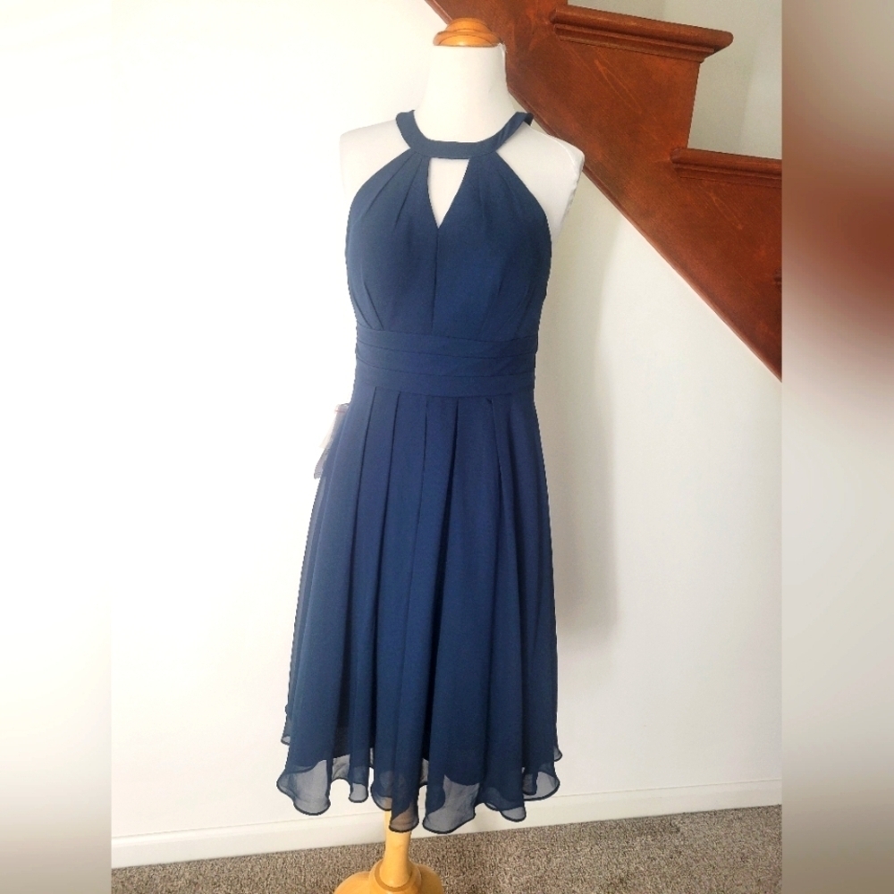 Azazie Navy Blue Formal Dress‎ Size 6 New Kimmy Bridesmaids